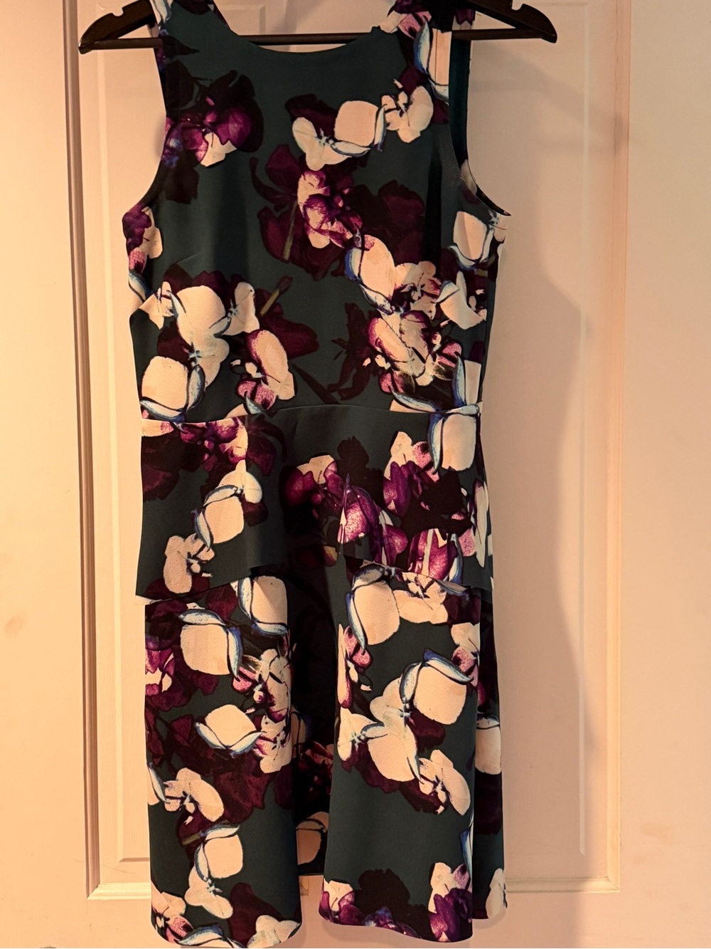 Banana Republic Floral Peplum Fit-and-Flare Dress in Teal and Purple